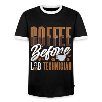 Technicien de laboratoire Café avant la science Amateur de café - T-shirt contrasté Homme - noir/blanc - Devant - AI Model Female 172 light (172cm) & AI Model Male 178 light (178cm)