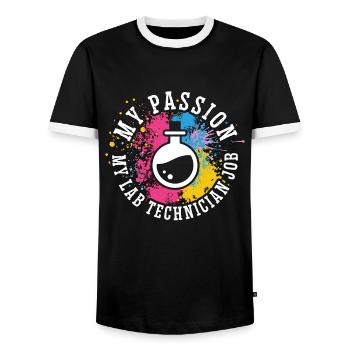 Technicien de laboratoire Ma passion Mon scientifique de laboratoire médical - T-shirt contrasté Homme - noir/blanc - Devant - AI Model Female 172 light (172cm) & AI Model Male 178 light (178cm)