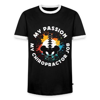 Chiropractor My Passion My Osteopath Chiropractors - Men's Ringer Shirt - black/white - Front - AI Model Female 172 light (172cm) & AI Model Male 178 light (178cm)