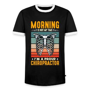 Chiropractor Morning Is Not My Time Chiropractic - Men's Ringer Shirt - black/white - Front - AI Model Female 172 light (172cm) & AI Model Male 178 light (178cm)
