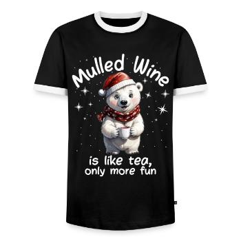 Christmas Market Funny Mulled Wine Drink Sayings - Men's Ringer Shirt - black/white - Front - AI Model Female 172 light (172cm) & AI Model Male 178 light (178cm)