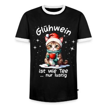 Weihnachtsmarkt witzige Glühwein trinken Sprüche - Männer Kontrast-T-Shirt - Schwarz/Weiß - Vorne - AI Model Female 172 light (172cm) & AI Model Male 178 light (178cm)