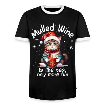 Christmas Market Funny Mulled Wine Drink Sayings - Men's Ringer Shirt - black/white - Front - AI Model Female 172 light (172cm) & AI Model Male 178 light (178cm)