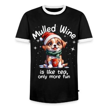 Christmas Market Funny Mulled Wine Drink Sayings - Men's Ringer Shirt - black/white - Front - AI Model Female 172 light (172cm) & AI Model Male 178 light (178cm)