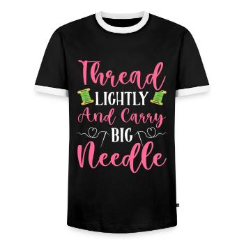Point de broderie amusant au point de croix - T-shirt contrasté Homme - noir/blanc - Devant - AI Model Female 172 light (172cm) & AI Model Male 178 light (178cm)