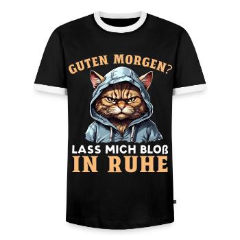 Bonjour, laisse-moi tranquille - T-shirt contrasté Homme - noir/blanc - Devant - AI Model Female 172 light (172cm) & AI Model Male 178 light (178cm)