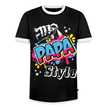 Idee cadeau design graphique papa Style gaffiti - T-shirt contrasté Homme - noir/blanc - Devant - AI Model Female 172 light (172cm) & AI Model Male 178 light (178cm)