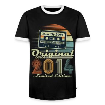 Original 2014 Jahrgang Retro Geburtstagsgeschenk - Männer Kontrast-T-Shirt - Schwarz/Weiß - Vorne - AI Model Female 172 light (172cm) & AI Model Male 178 light (178cm)