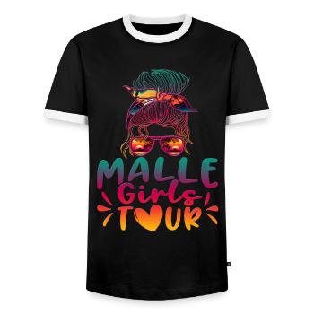 Visite des filles de Malle - T-shirt contrasté Homme - noir/blanc - Devant - AI Model Female 172 light (172cm) & AI Model Male 178 light (178cm)
