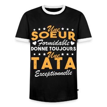 Une sœur formidable donne une tata exceptionnelle - T-shirt contrasté Homme - noir/blanc - Devant - AI Model Female 172 light (172cm) & AI Model Male 178 light (178cm)