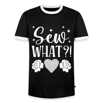 Point de croix amusant avec force de broderie. - T-shirt contrasté Homme - noir/blanc - Devant - AI Model Female 172 light (172cm) & AI Model Male 178 light (178cm)