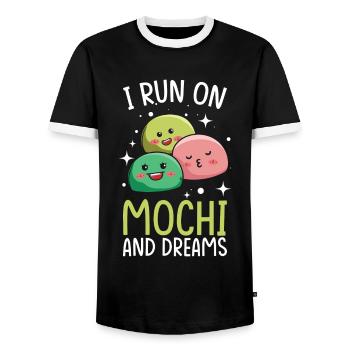 Kawaii Mochi and Dreams Japanese Dessert Lover - Men's Ringer Shirt - black/white - Front - AI Model Female 172 light (172cm) & AI Model Male 178 light (178cm)