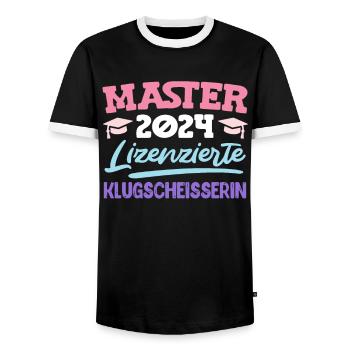 Master 2024 Lizenzierte Klugscheisserin Master's - Männer Kontrast-T-Shirt - Schwarz/Weiß - Vorne - AI Model Female 172 light (172cm) & AI Model Male 178 light (178cm)