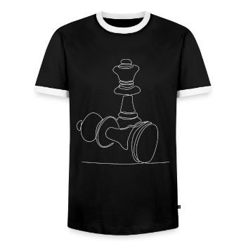Chess Chess Player Chess Pieces Lineart - Men's Ringer Shirt - black/white - Front - AI Model Female 172 light (172cm) & AI Model Male 178 light (178cm)