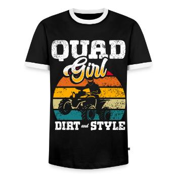 Quadgirl ATV 4 Wheeler Off Roading Lover - Men's Ringer Shirt - black/white - Front - AI Model Female 172 light (172cm) & AI Model Male 178 light (178cm)
