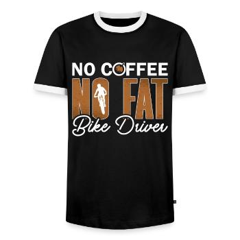 Fat Bike No Coffee No Fat Road Bike Coffee Lover - Men's Ringer Shirt - black/white - Front - AI Model Female 172 light (172cm) & AI Model Male 178 light (178cm)