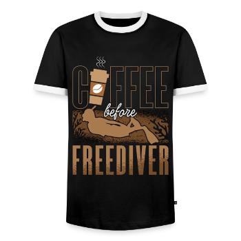 Café d’apnée avant l’apnée Plongeur Amateur de café - T-shirt contrasté Homme - noir/blanc - Devant - AI Model Female 172 light (172cm) & AI Model Male 178 light (178cm)