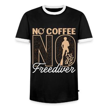 Plongée en apnée Pas de café Pas de plongée profonde Amateur de café - T-shirt contrasté Homme - noir/blanc - Devant - AI Model Female 172 light (172cm) & AI Model Male 178 light (178cm)