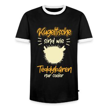Kugelfisch ist cooler Aquaristik - Männer Kontrast-T-Shirt - Schwarz/Weiß - Vorne - AI Model Female 172 light (172cm) & AI Model Male 178 light (178cm)