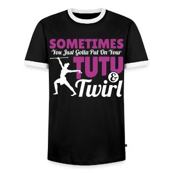 Majorette Marching Band Art Dancer Twirler - T-shirt contrasté Homme - noir/blanc - Devant - AI Model Female 172 light (172cm) & AI Model Male 178 light (178cm)