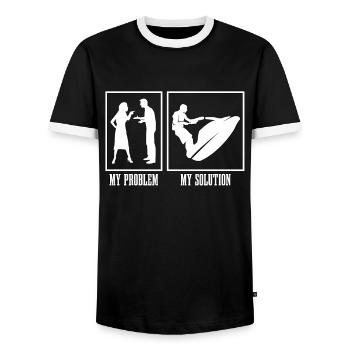 Jet Skier My Problem My Solution Pictogram Dad Mom - Männer Kontrast-T-Shirt - Schwarz/Weiß - Vorne - AI Model Female 172 light (172cm) & AI Model Male 178 light (178cm)