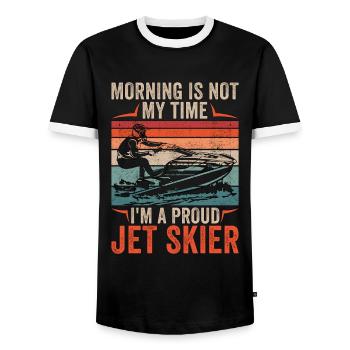 Jet Skier Morning Is Not My Time I'm Jet Ski Lover - Men's Ringer Shirt - black/white - Front - AI Model Female 172 light (172cm) & AI Model Male 178 light (178cm)