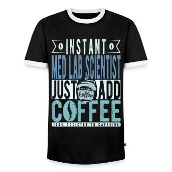 Instant Med Lab Scientist Just Add Coffee - Men's Ringer Shirt - black/white - Front - AI Model Female 172 light (172cm) & AI Model Male 178 light (178cm)