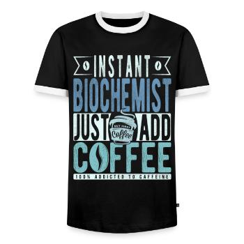 Biochimiste instantané Il suffit d’ajouter du café - T-shirt contrasté Homme - noir/blanc - Devant - AI Model Female 172 light (172cm) & AI Model Male 178 light (178cm)