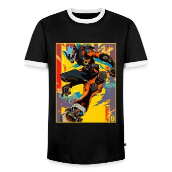 Graffiti Anime Manga Mecha Bot - Männer Kontrast-T-Shirt - Schwarz/Weiß - Vorne - AI Model Female 172 light (172cm) & AI Model Male 178 light (178cm)