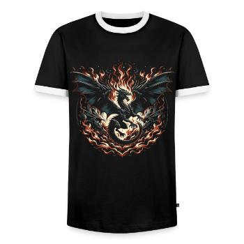 Feuerdrache des Dunklen Sturms - Männer Kontrast-T-Shirt - Schwarz/Weiß - Vorne - AI Model Female 172 light (172cm) & AI Model Male 178 light (178cm)
