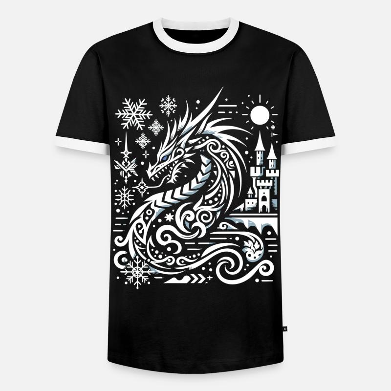 Eisdrache im Schneeglanz - Männer Kontrast-T-Shirt - Schwarz/Weiß