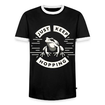 Simple Frog: Minimalist Nature - Men's Ringer Shirt - black/white - Front - AI Model Female 172 light (172cm) & AI Model Male 178 light (178cm)