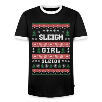 Sleigh Girl Sleigh Funny Ugly Christmas für Frauen - Männer Kontrast-T-Shirt - Schwarz/Weiß - Vorne - AI Model Female 172 light (172cm) & AI Model Male 178 light (178cm)