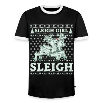 Sleigh Girl Sleigh Funny Ugly Christmas für Frauen - Männer Kontrast-T-Shirt - Schwarz/Weiß - Vorne - AI Model Female 172 light (172cm) & AI Model Male 178 light (178cm)