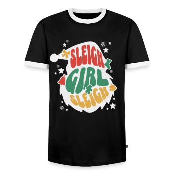 Sleigh Girl Sleigh Funny Ugly Christmas für Frauen - Männer Kontrast-T-Shirt - Schwarz/Weiß - Vorne - AI Model Female 172 light (172cm) & AI Model Male 178 light (178cm)
