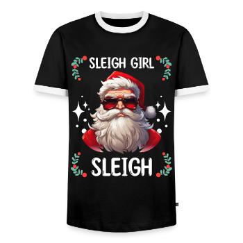 Sleigh Girl Sleigh Funny Ugly Christmas für Frauen - Männer Kontrast-T-Shirt - Schwarz/Weiß - Vorne - AI Model Female 172 light (172cm) & AI Model Male 178 light (178cm)