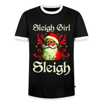 Sleigh Girl Sleigh Funny Ugly Christmas für Frauen - Männer Kontrast-T-Shirt - Schwarz/Weiß - Vorne - AI Model Female 172 light (172cm) & AI Model Male 178 light (178cm)