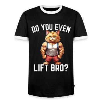 Do You Even Lift Bro? - Katzendesign - Männer Kontrast-T-Shirt - Schwarz/Weiß - Vorne - AI Model Female 172 light (172cm) & AI Model Male 178 light (178cm)