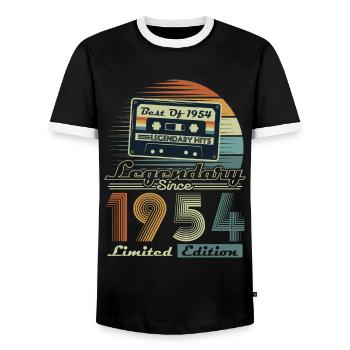 Legendary Since 1954 Vintage Birthday Gift - Men's Ringer Shirt - black/white - Front - AI Model Female 172 light (172cm) & AI Model Male 178 light (178cm)