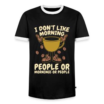 Café Café Lustig - T-shirt contrasté Homme - noir/blanc - Devant - AI Model Female 172 light (172cm) & AI Model Male 178 light (178cm)