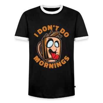 Café Café Drôle Je Ne Fais Pas De Matins - T-shirt contrasté Homme - noir/blanc - Devant - AI Model Female 172 light (172cm) & AI Model Male 178 light (178cm)