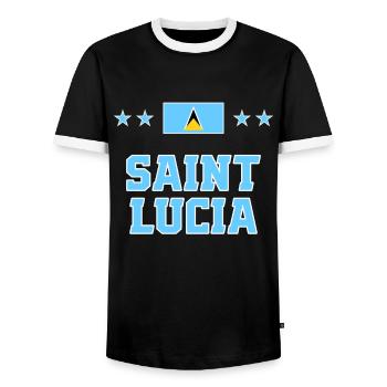Saint Lucia - Men's Ringer Shirt - black/white - Front - AI Model Female 172 light (172cm) & AI Model Male 178 light (178cm)