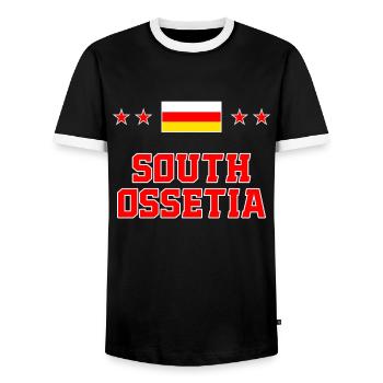 Ossétie du Sud - T-shirt contrasté Homme - noir/blanc - Devant - AI Model Female 172 light (172cm) & AI Model Male 178 light (178cm)