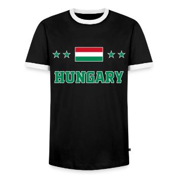 Hongrie - T-shirt contrasté Homme - noir/blanc - Devant - AI Model Female 172 light (172cm) & AI Model Male 178 light (178cm)