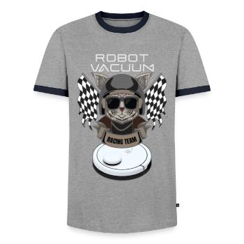 Saugroboter Racing Team Saugerroboter - Männer Kontrast-T-Shirt - Grau/Navy  - Vorne - AI Model Female 172 light (172cm) & AI Model Male 178 light (178cm)