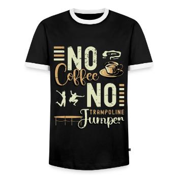 Trampoline Jumper No Coffee Jumping Coffee Lover - Men's Ringer Shirt - black/white - Front - AI Model Female 172 light (172cm) & AI Model Male 178 light (178cm)