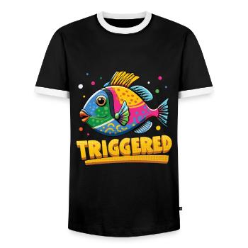 Humuhumunukunukuapua'a Reef Triggerfish - Men's Ringer Shirt - black/white - Front - AI Model Female 172 light (172cm) & AI Model Male 178 light (178cm)