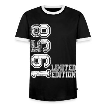 Limited Edition 1958 - Männer Kontrast-T-Shirt - Schwarz/Weiß - Vorne - AI Model Female 172 light (172cm) & AI Model Male 178 light (178cm)
