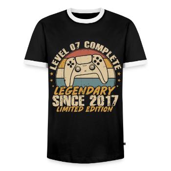 Level 7 Complete Legendär seit 2017 - Männer Kontrast-T-Shirt - Schwarz/Weiß - Vorne - AI Model Female 172 light (172cm) & AI Model Male 178 light (178cm)