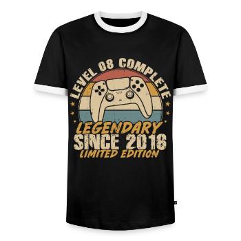 Level 8 Komplett legendär seit 2016 - Männer Kontrast-T-Shirt - Schwarz/Weiß - Vorne - AI Model Female 172 light (172cm) & AI Model Male 178 light (178cm)